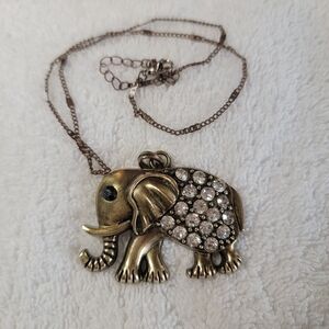 Elephant Pendant Necklace with Rhinestones